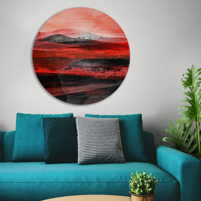 Abstract dynamisch woestijnlandschap met bergen forex muurcirkel