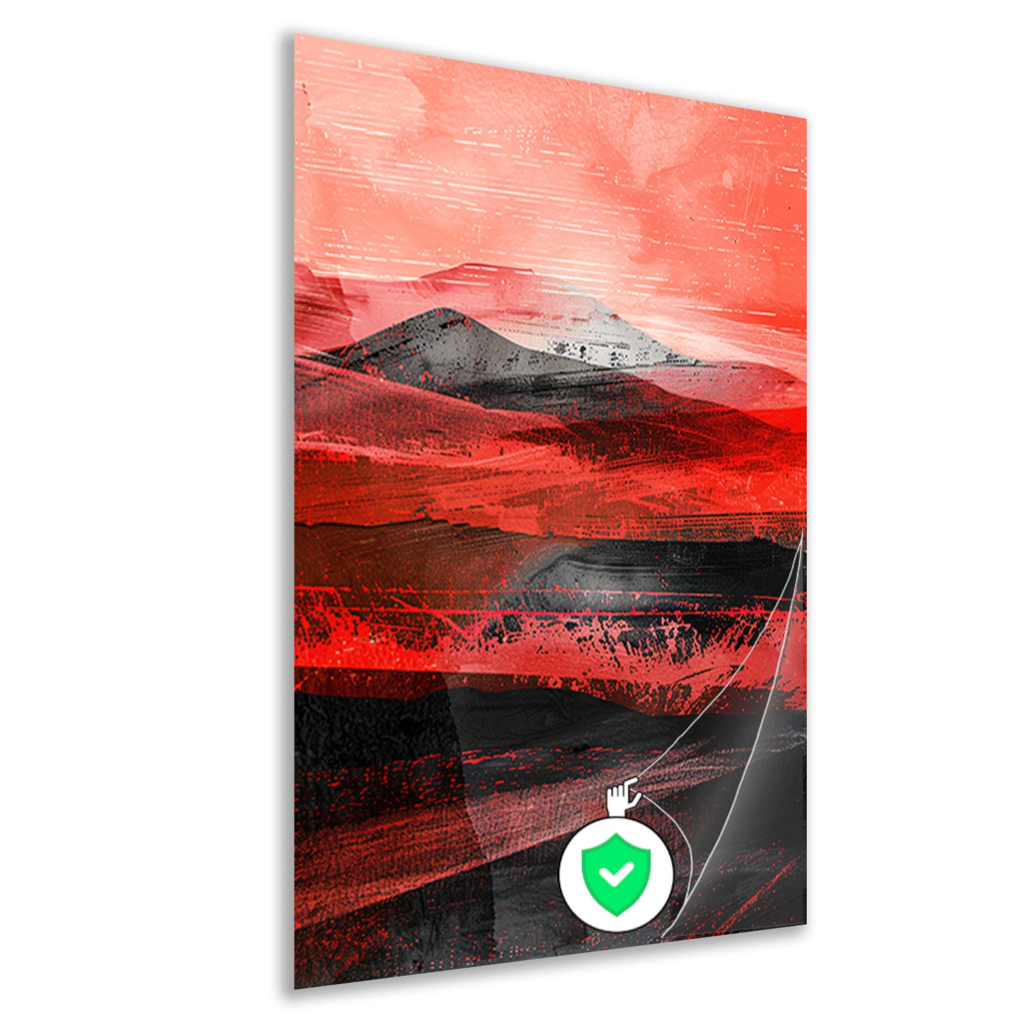 Abstract dynamisch woestijnlandschap met bergen poster