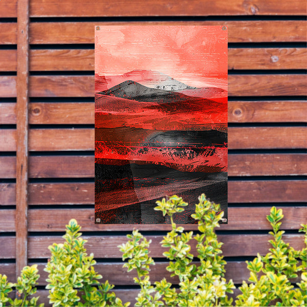 Abstract dynamisch woestijnlandschap met bergen tuinposter