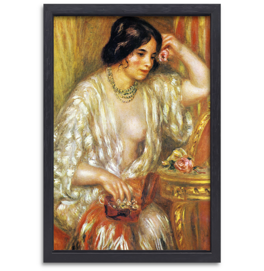 Gabrielle met sieraden - Pierre-Auguste Renoir canvas met baklijst
