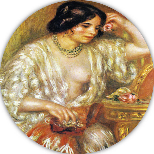 Gabrielle met sieraden - Pierre-Auguste Renoir aluminium muurcirkel