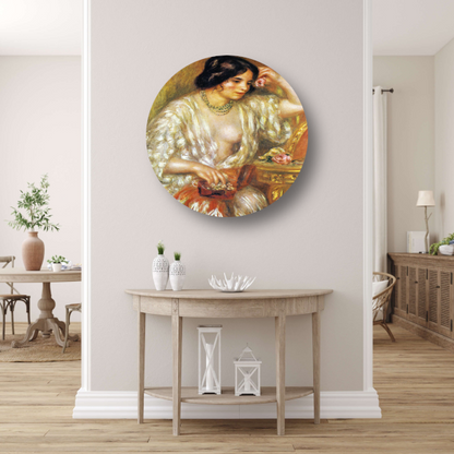 Gabrielle met sieraden - Pierre-Auguste Renoir aluminium muurcirkel