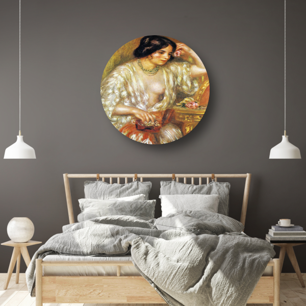 Gabrielle met sieraden - Pierre-Auguste Renoir aluminium muurcirkel