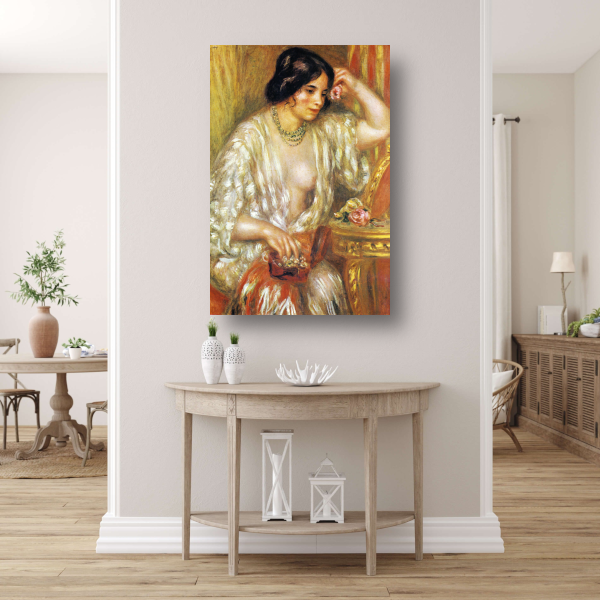Gabrielle met sieraden - Pierre-Auguste Renoir canvas met baklijst