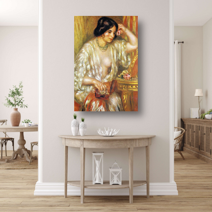 Gabrielle met sieraden - Pierre-Auguste Renoir canvas met baklijst