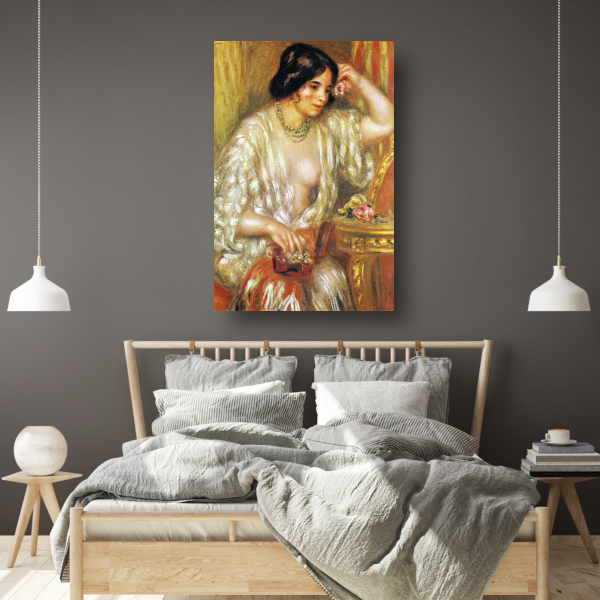 Gabrielle met sieraden - Pierre-Auguste Renoir canvas met baklijst