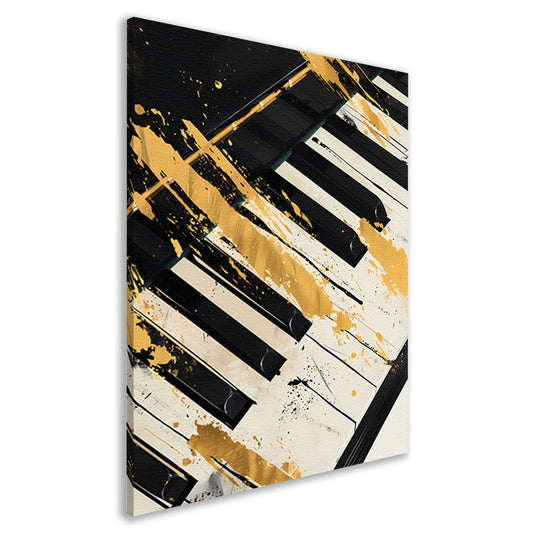 Abstract expressie op piano met goud canvas