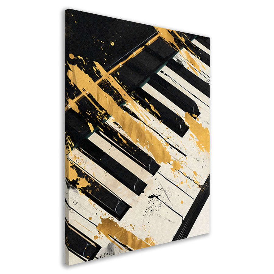 Abstract expressie op piano met goud canvas