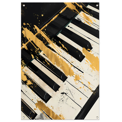 Abstract expressie op piano met goud tuinposter