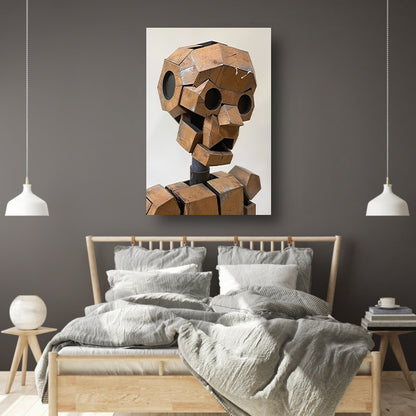 Roestige Robot met Metalen Textuur canvas