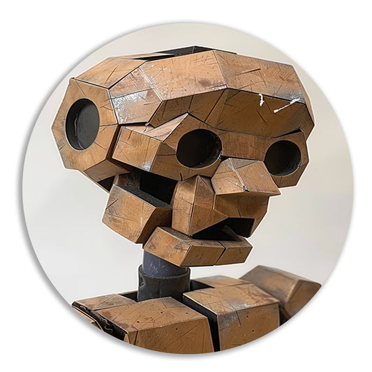 Roestige Robot met Metalen Textuur aluminium muurcirkel