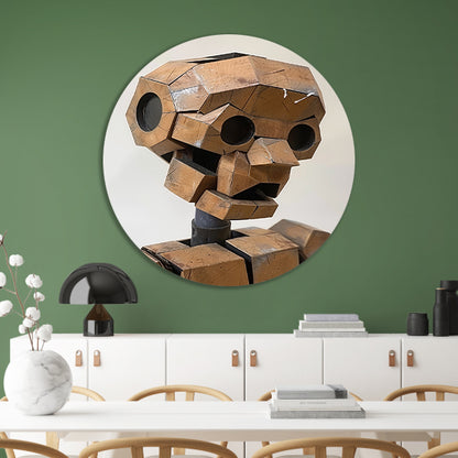 Roestige Robot met Metalen Textuur aluminium muurcirkel