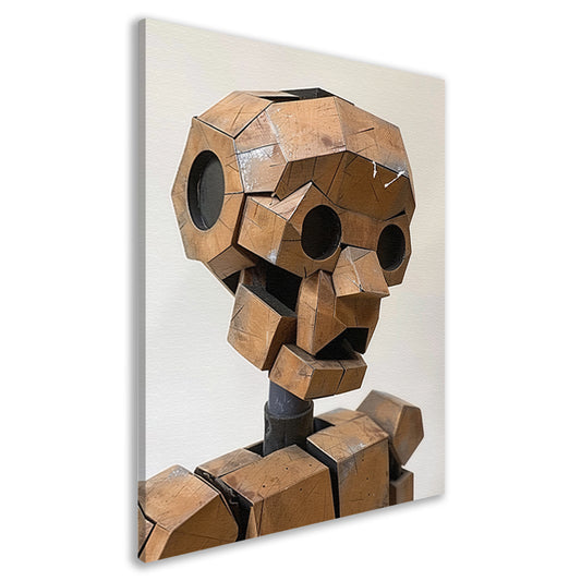 Roestige Robot met Metalen Textuur canvas