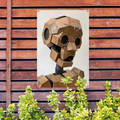 Roestige Robot met Metalen Textuur tuinposter