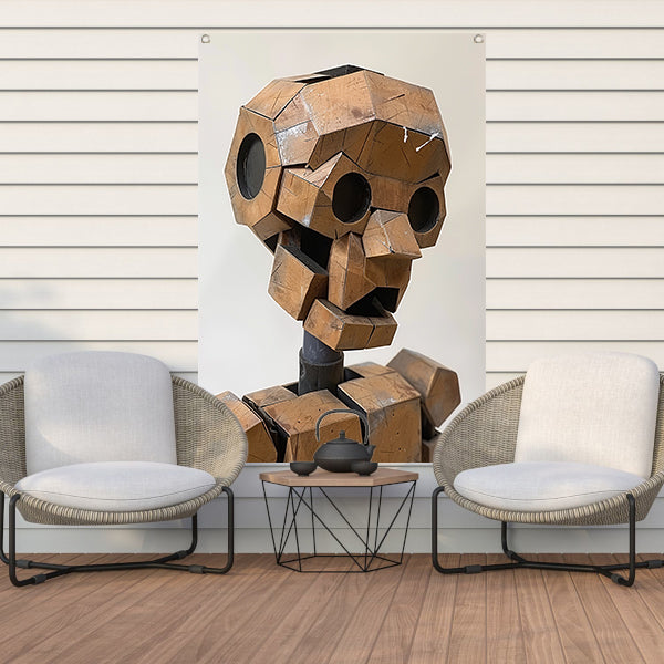 Roestige Robot met Metalen Textuur tuinposter