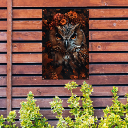 Uil en Herfstbloemen in Warme Tinten tuinposter