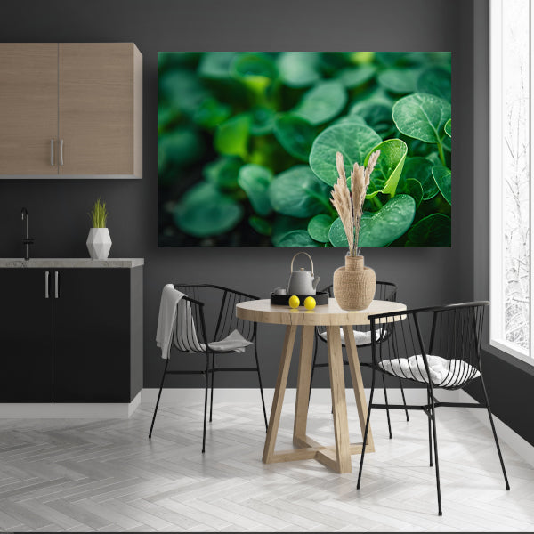 Close-up van groene spruiten met diepte canvas