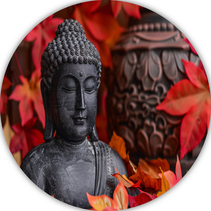 Boeddhabeeld met herfstbladeren forex muurcirkel