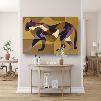 Abstracte kubistische cheeta kunst in kleur poster