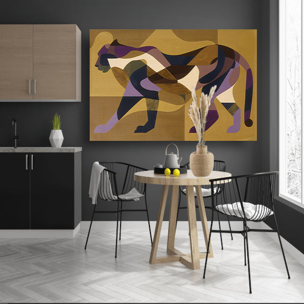 Abstracte kubistische cheeta kunst in kleur poster