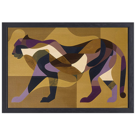 Abstracte kubistische cheeta kunst in kleur canvas met baklijst