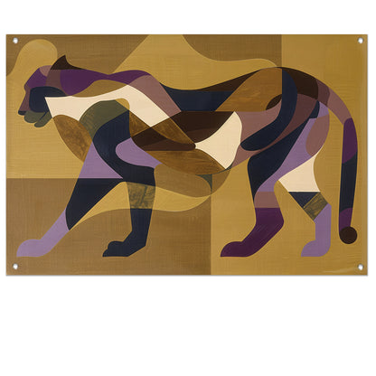 Abstracte kubistische cheeta kunst in kleur tuinposter