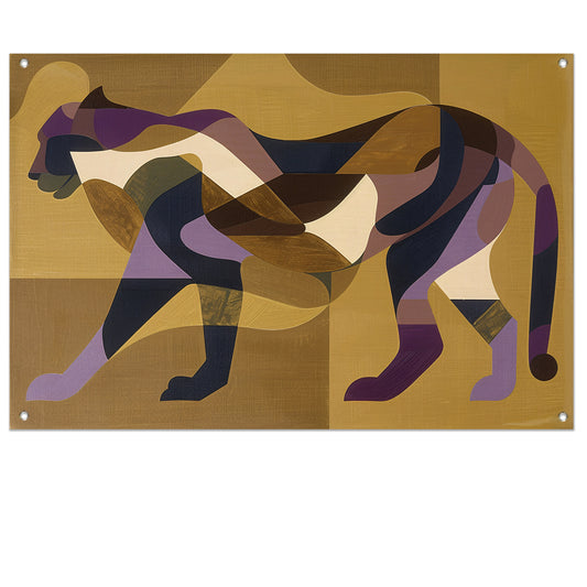Abstracte kubistische cheeta kunst in kleur tuinposter