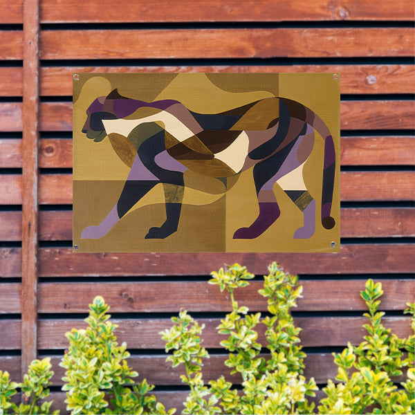 Abstracte kubistische cheeta kunst in kleur tuinposter