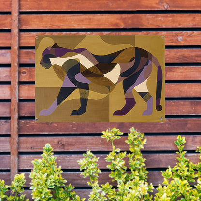 Abstracte kubistische cheeta kunst in kleur tuinposter