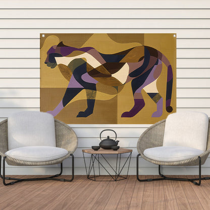 Abstracte kubistische cheeta kunst in kleur tuinposter