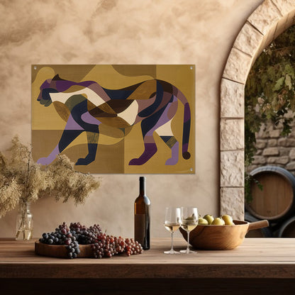 Abstracte kubistische cheeta kunst in kleur tuinposter