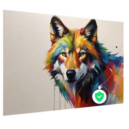 Kleurrijke Abstractie van een Wolf in Druipvorm poster