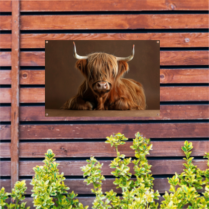Schotse hooglander met rustgevende blik tuinposter
