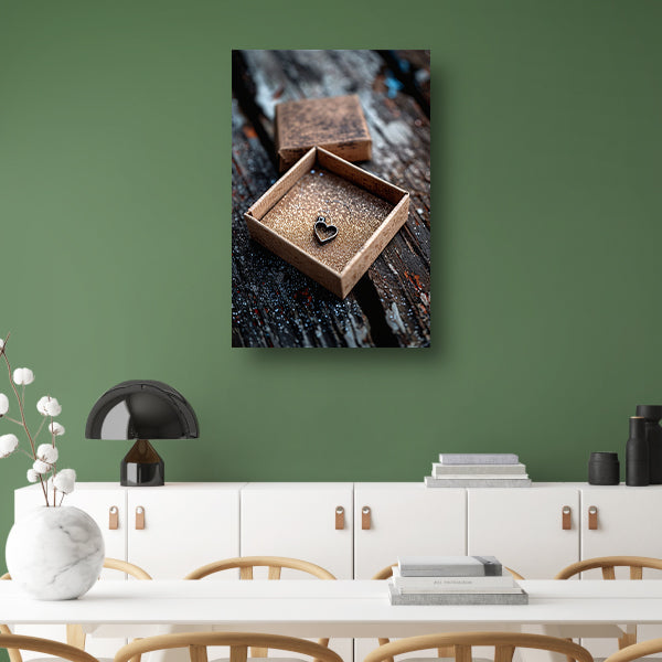 Hartvormig hangertje in gouden doosje canvas
