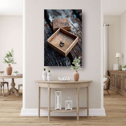 Hartvormig hangertje in gouden doosje canvas met baklijst