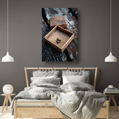 Hartvormig hangertje in gouden doosje canvas