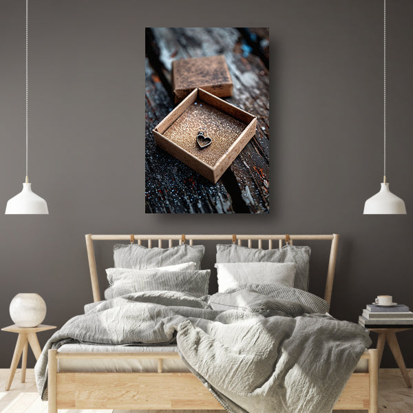 Hartvormig hangertje in gouden doosje canvas met baklijst