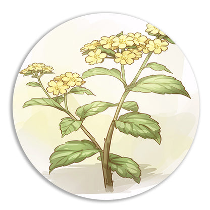Digitale schilderij van prachtige bloem en bladeren aluminium muurcirkel