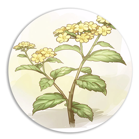 Digitale schilderij van prachtige bloem en bladeren aluminium muurcirkel