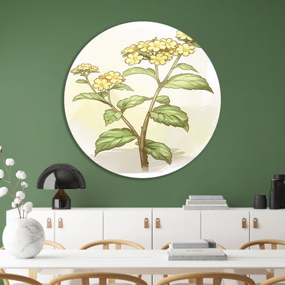 Digitale schilderij van prachtige bloem en bladeren aluminium muurcirkel