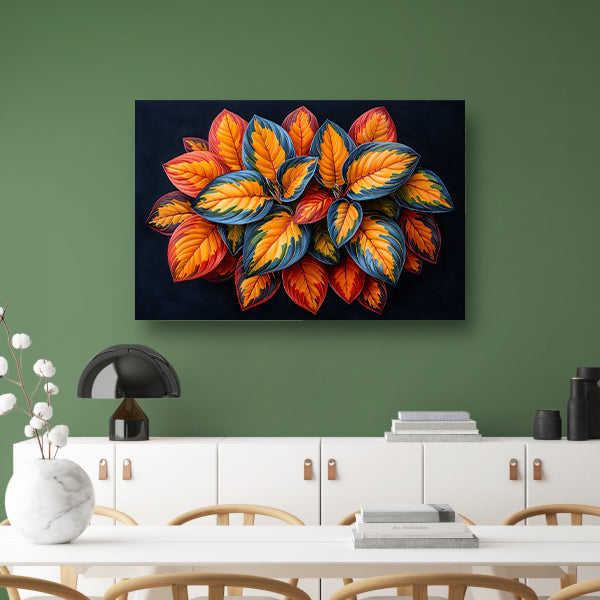 Gestileerde Herfstbladeren op Donkere Achtergrond canvas