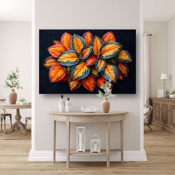 Gestileerde Herfstbladeren op Donkere Achtergrond canvas