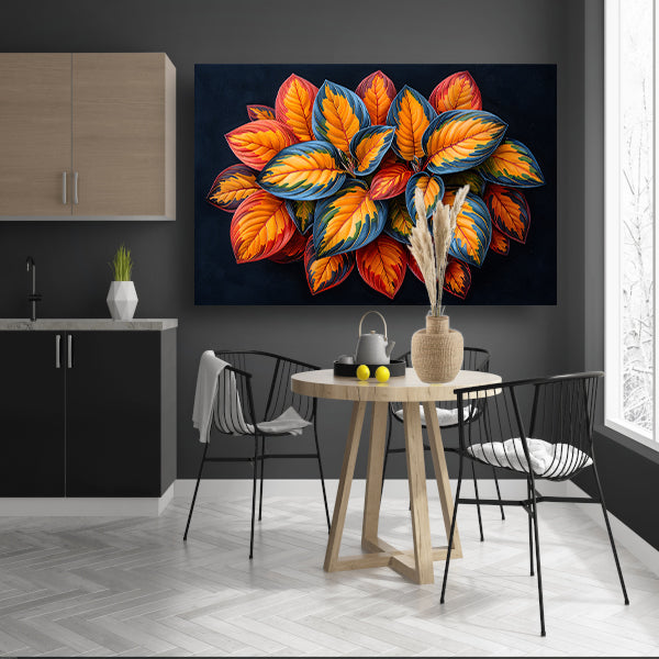 Gestileerde Herfstbladeren op Donkere Achtergrond canvas