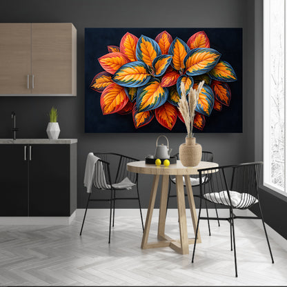 Gestileerde Herfstbladeren op Donkere Achtergrond canvas met baklijst
