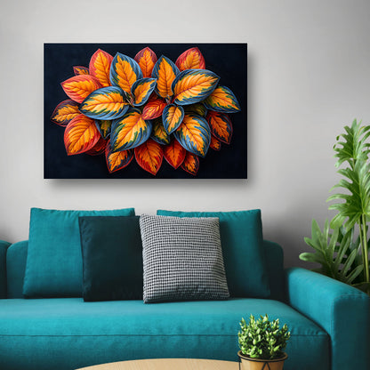 Gestileerde Herfstbladeren op Donkere Achtergrond canvas met baklijst