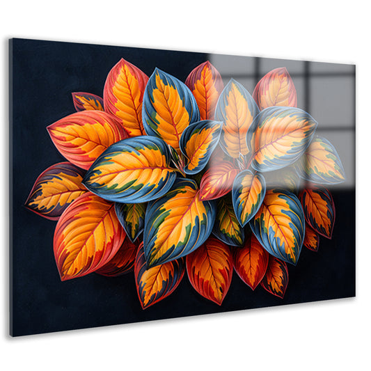 Gestileerde Herfstbladeren op Donkere Achtergrond acrylglas