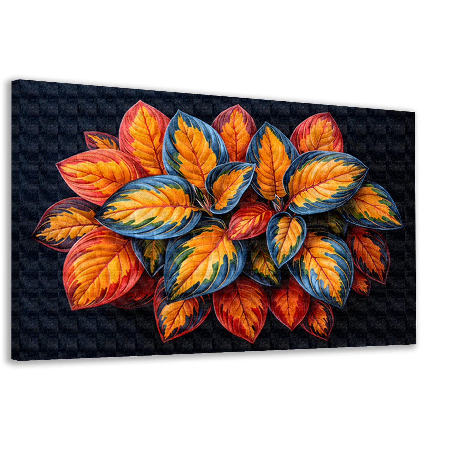 Gestileerde Herfstbladeren op Donkere Achtergrond canvas