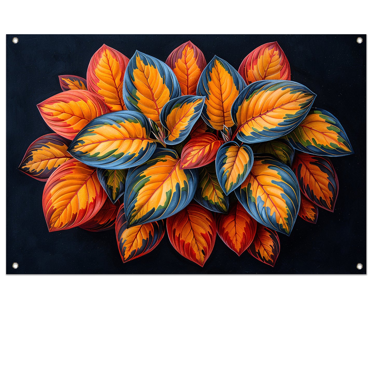 Gestileerde Herfstbladeren op Donkere Achtergrond tuinposter