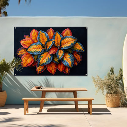 Gestileerde Herfstbladeren op Donkere Achtergrond tuinposter