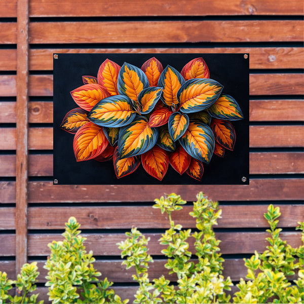 Gestileerde Herfstbladeren op Donkere Achtergrond tuinposter